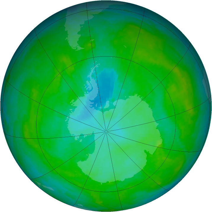 Antarctic ozone map for 30 December 2002